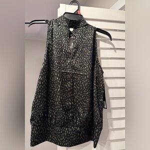 Liverpool sleeveless Black and Gold Animal Print Blouse